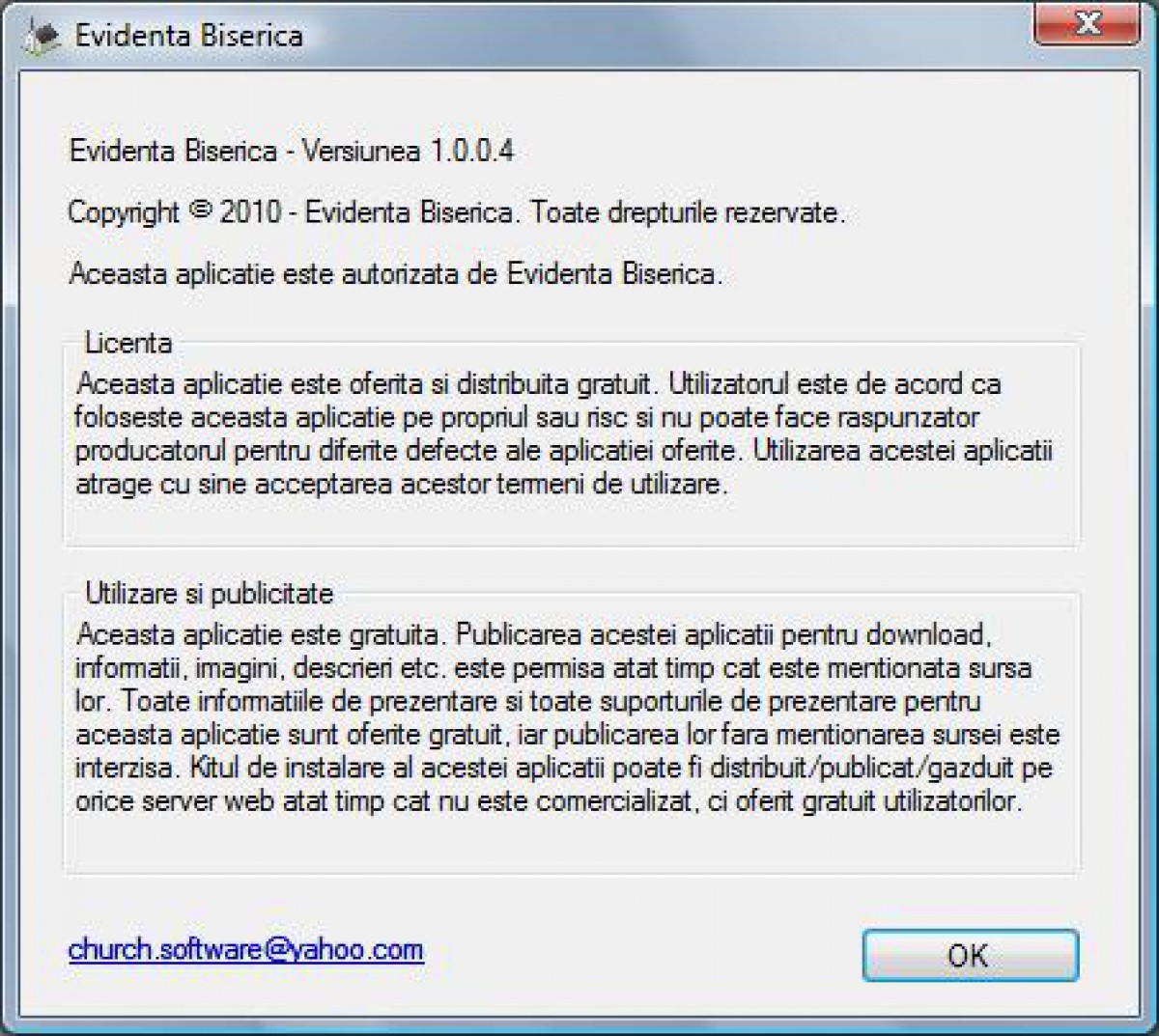Versiune noua a programului Evidenta Biserica