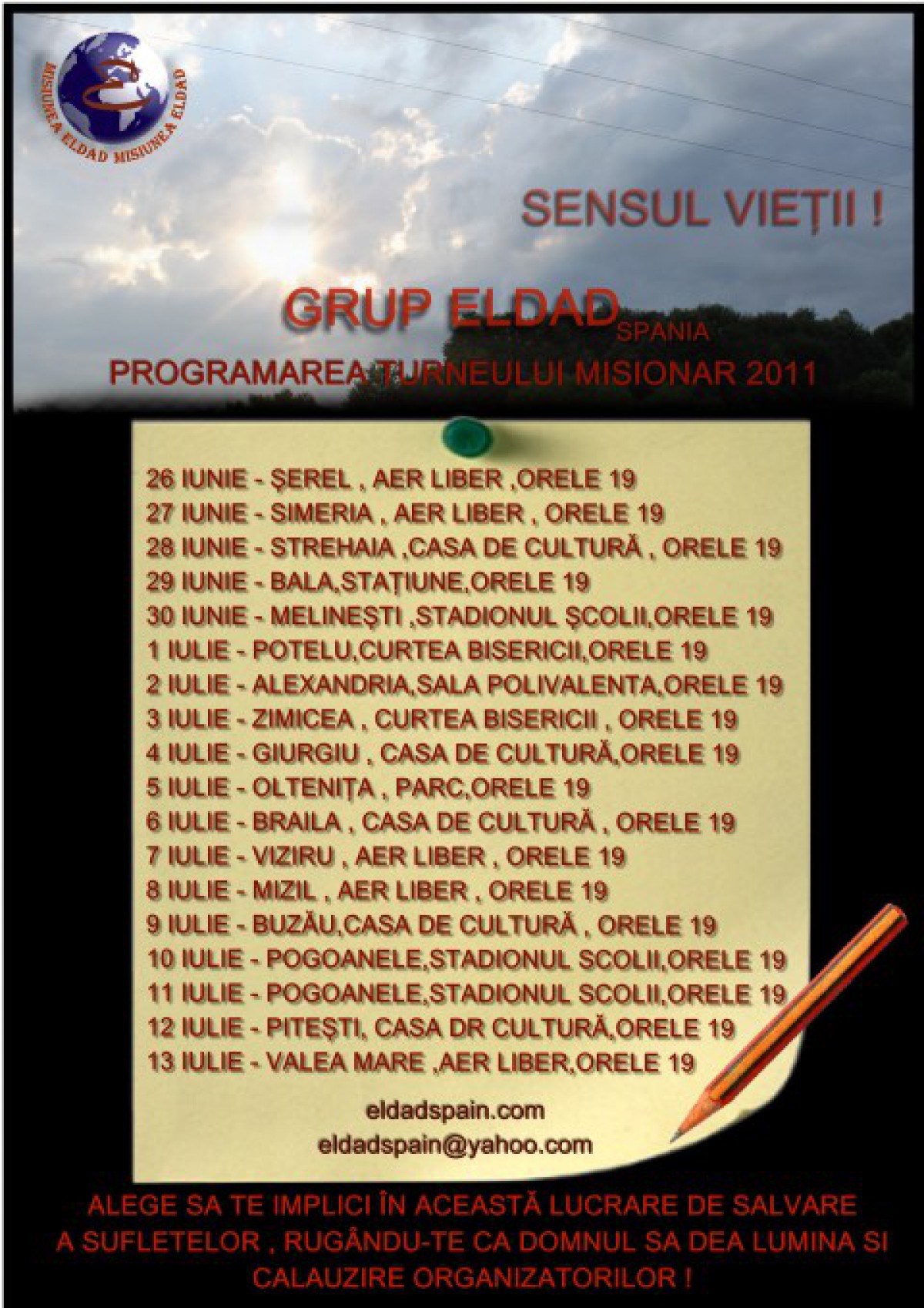 Grupul Eldad Spania - Turneu misionar in Romania 26 iunie - 13 iulie 2011