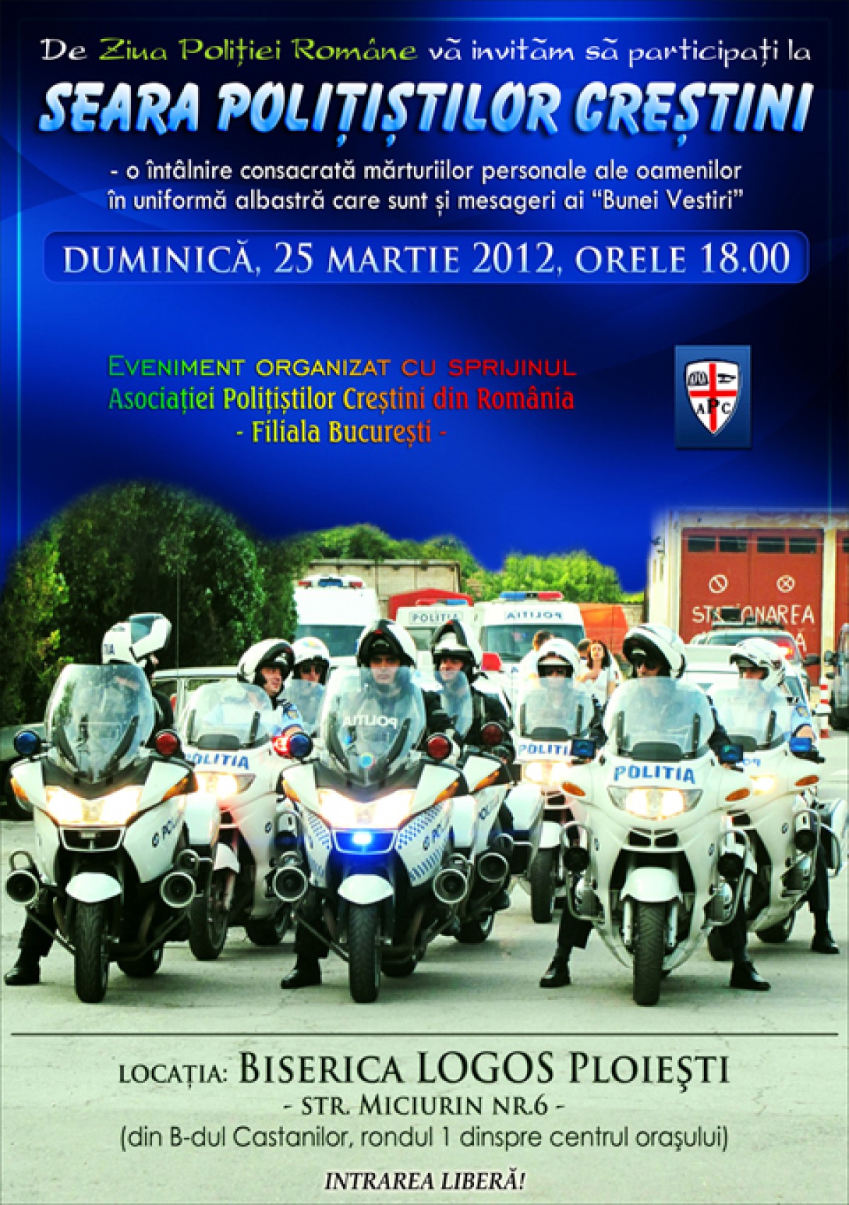 Seara Poliţiştilor Creştini la Biserica LOGOS Ploieşti