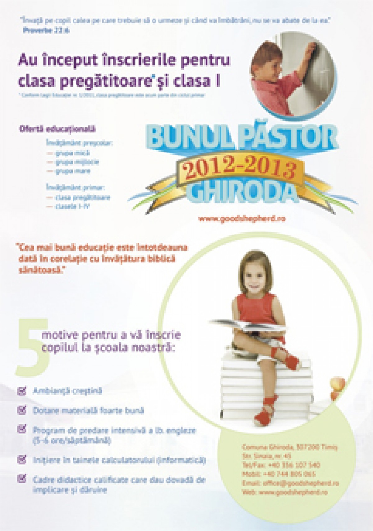 Școala creștină Bunul Pastor începe înscrierile!