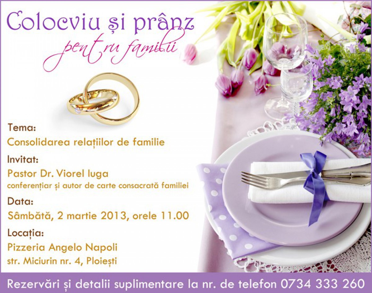 Colocviu şi prânz pentru familii la Ploieşti