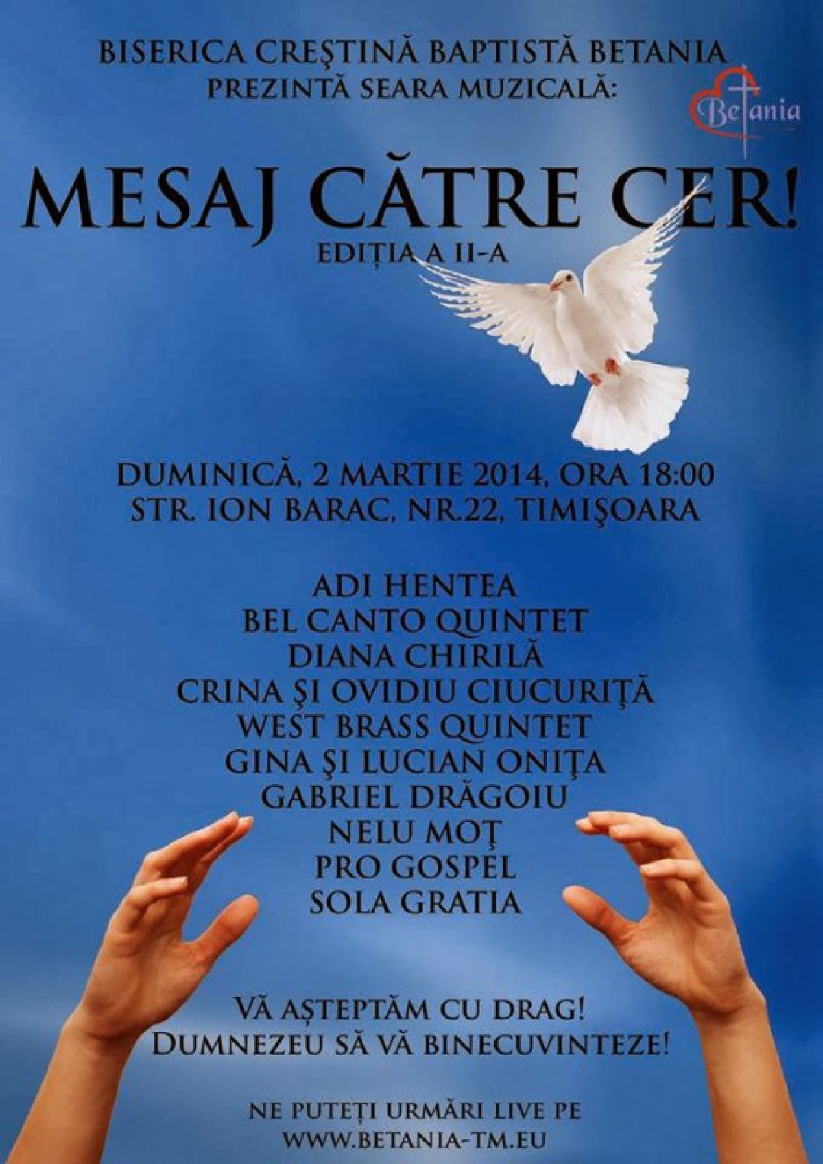 "Mesaj către cer" la Biserica Betania