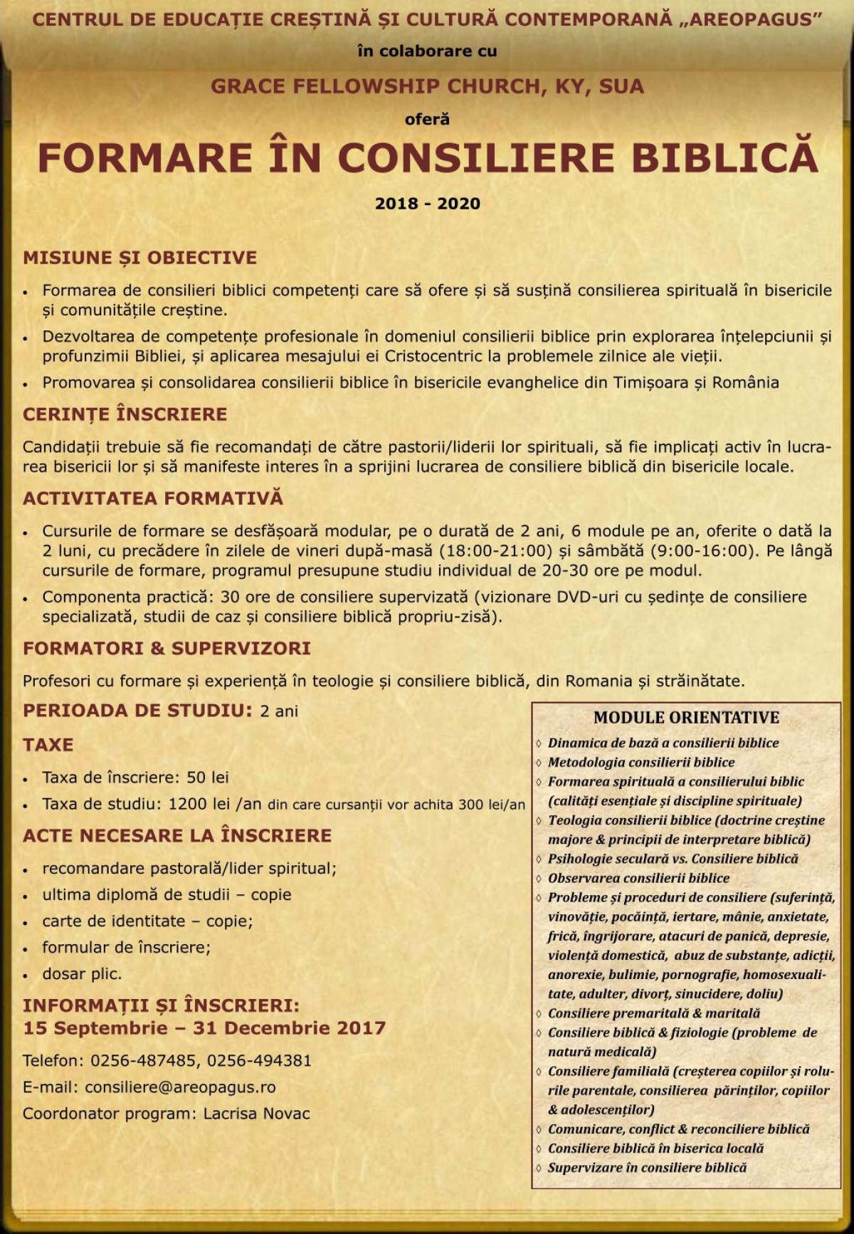 Program de formare în Consiliere Biblică