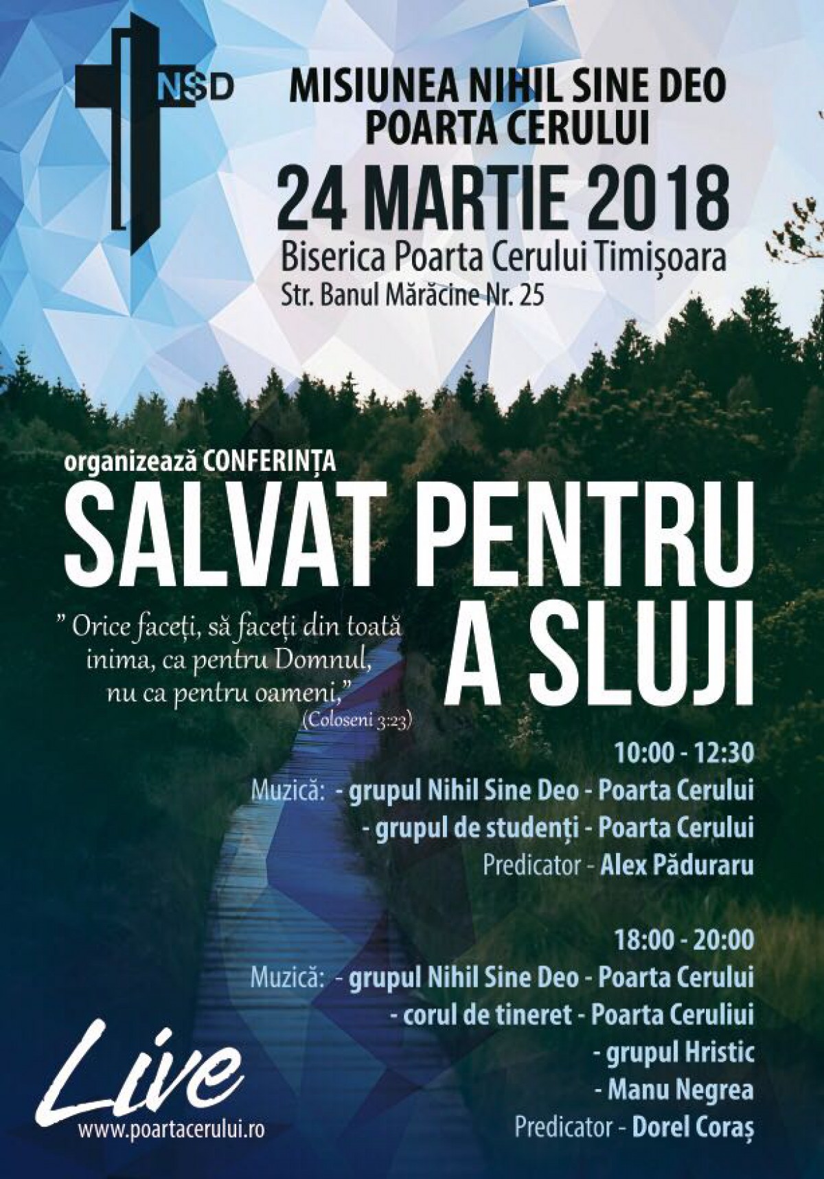 Conferinta Salvat pentru a sluji - Misiunea Nihil Sine Deo Poarta Cerului