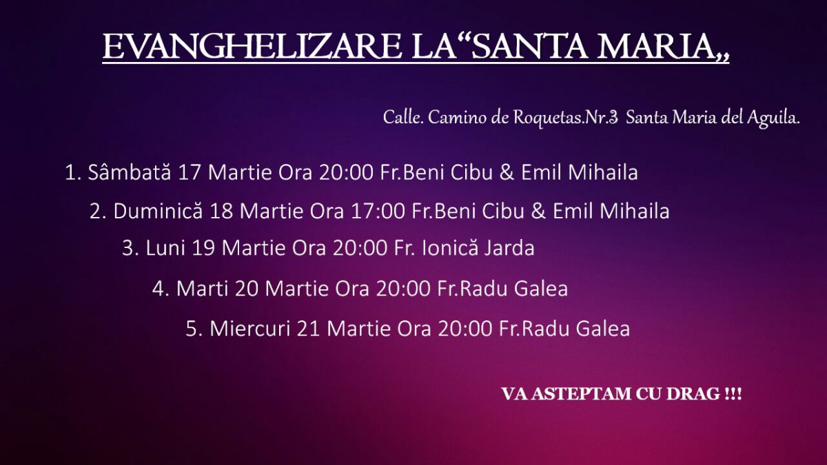 Evanghelizare la Santa Maria de Aguila, Spania