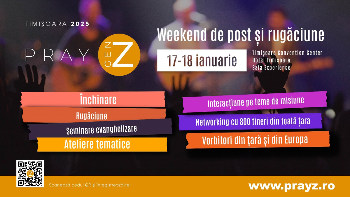 Weekend de post și rugăciune Pray Gen Z (17-18 ianuarie 2025, Timișoara)